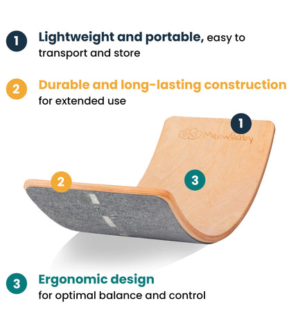 MeowBaby® Balance Board For Kids - 80x30 cm