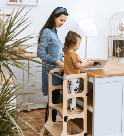 STEP'n'SIT® Convertible 2-in-1 Helper Tower/Table - Natural wood