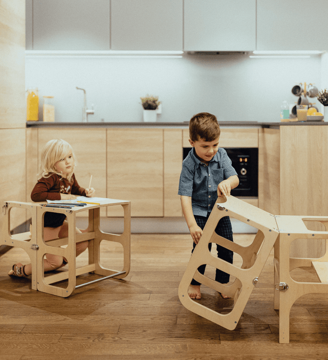 STEP'n'SIT® Convertible 2-in-1 Helper Tower/Table - Natural wood