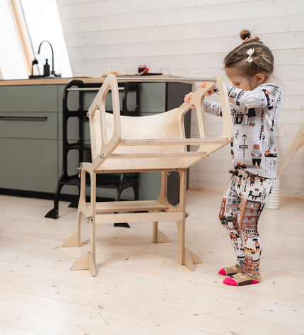 STEP'n'SIT® Convertible 2-in-1 Helper Tower/Table - Natural wood