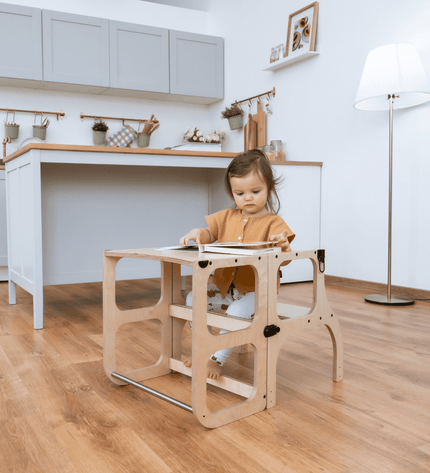 STEP'n'SIT® Convertible 2-in-1 Helper Tower/Table - Natural wood