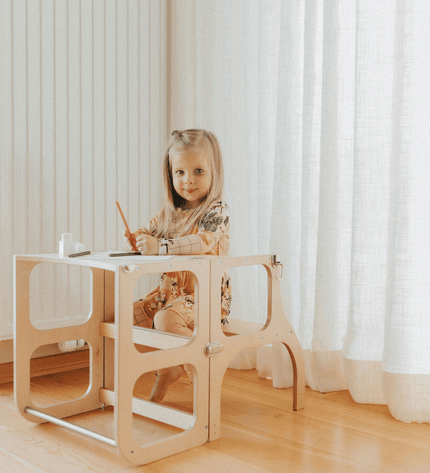 STEP'n'SIT® Convertible 2-in-1 Helper Tower/Table - Natural wood