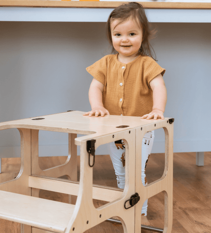 STEP'n'SIT® Convertible 2-in-1 Helper Tower/Table - Natural wood