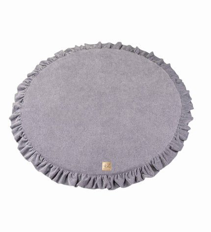 Round Play Mat With a Frill - Grey Velvet