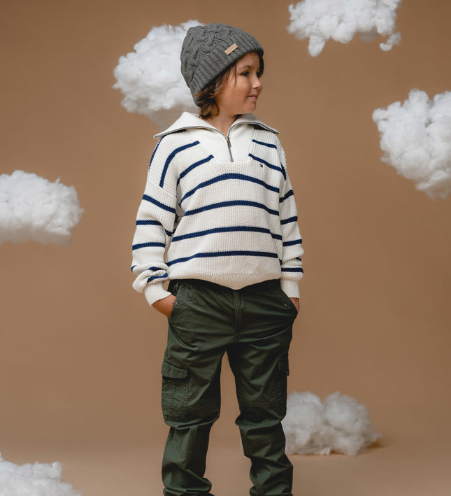 100% Baby Alpaca Cable Hat for Kids - Botanical Green