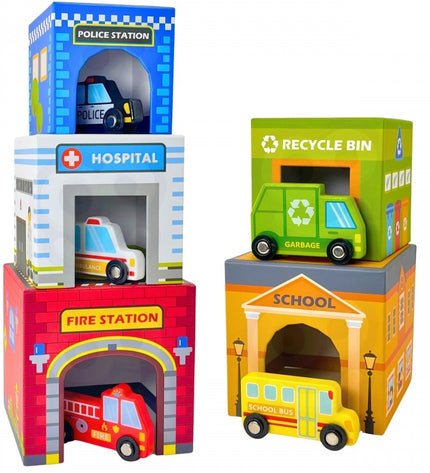 City Vehicles in Boxes Puzzle Cubes