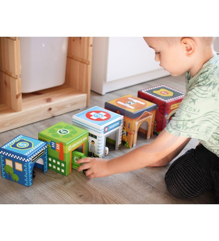 City Vehicles in Boxes Puzzle Cubes