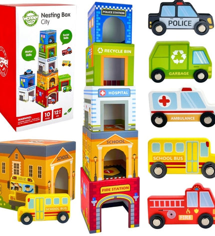 City Vehicles in Boxes Puzzle Cubes