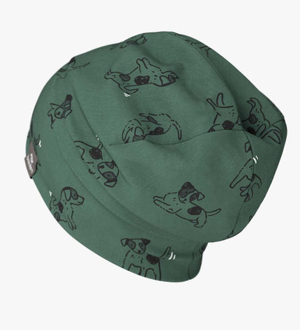Cotton Beanie Hat With Folds DARGO - Green Dogs