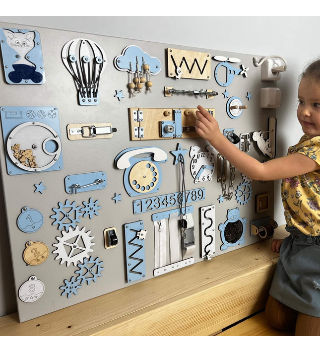Extra large Montessori busy board with activities (60×80 cm)