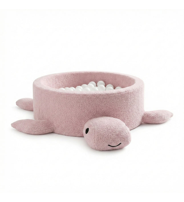 Foam Baby Ball Pit Without Balls - Turtle Raspberry Glaze Pink Boucle