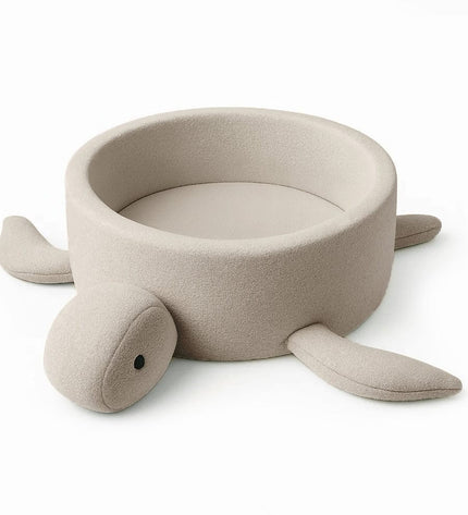Foam Baby Ball Pit Without Balls - Turtle Oat Biscuit Beige Boucle