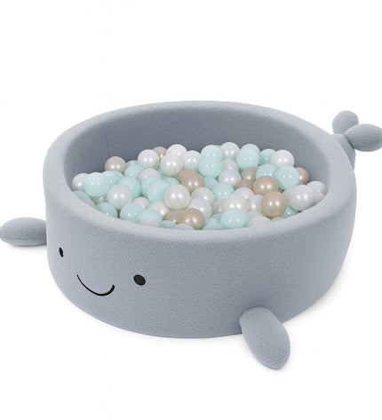 Foam Baby Ball Pit Without Balls - Whale Dusty Ice Blue Boucle