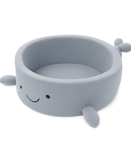 Foam Baby Ball Pit Without Balls - Whale Dusty Ice Blue Boucle
