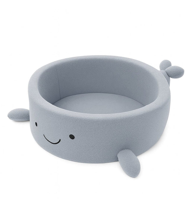 Foam Baby Ball Pit Without Balls - Whale Dusty Ice Blue Boucle