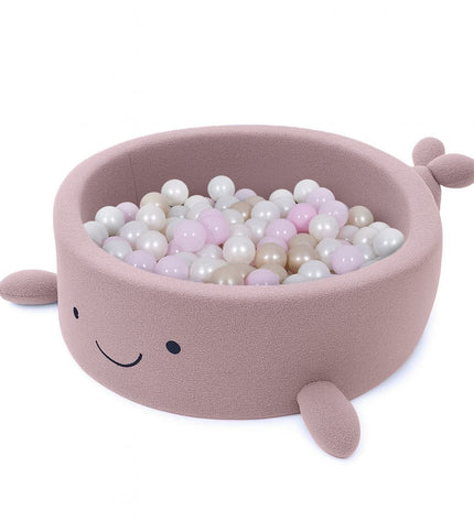 Foam Baby Ball Pit Without Balls - Whale Raspberry Glaze Pink Boucle