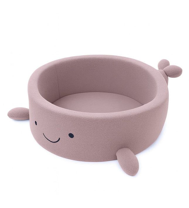 Foam Baby Ball Pit Without Balls - Whale Raspberry Glaze Pink Boucle