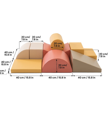 Soft Play 8 Foam Block Set - Pastel Pink Adventurer