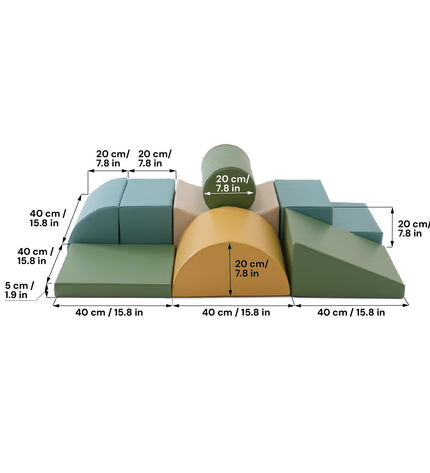 Soft Play 8 Foam Block Set - Pastel Turquoise Adventurer
