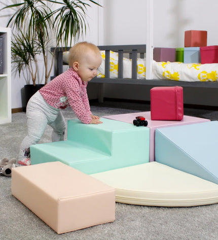 Soft Play 5 Foam Block Set - Light Pastel Corner Climber