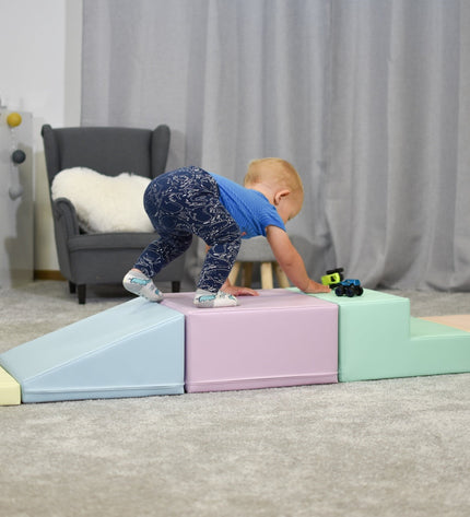 Soft Play 5 Foam Block Set - Light Pastel Corner Climber