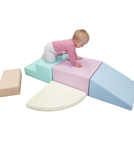 Soft Play 5 Foam Block Set - Light Pastel Corner Climber