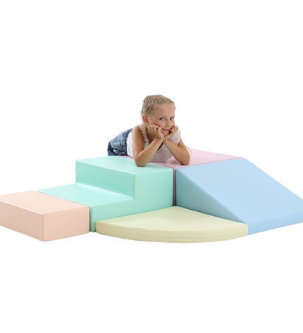 Soft Play 5 Foam Block Set - Light Pastel Corner Climber