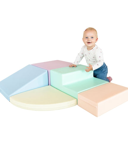 Soft Play 5 Foam Block Set - Light Pastel Corner Climber