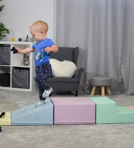 Soft Play 5 Foam Block Set - Light Pastel Corner Climber