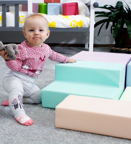 Soft Play 5 Foam Block Set - Light Pastel Corner Climber