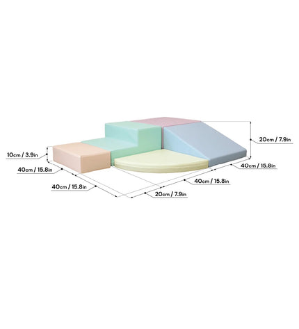 Soft Play 5 Foam Block Set - Light Pastel Corner Climber