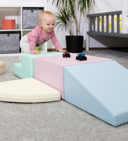 Soft Play 5 Foam Block Set - Light Pastel Corner Climber