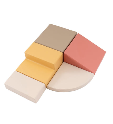 Soft Play 5 Foam Block Set - Pastel Pink Corner Climber