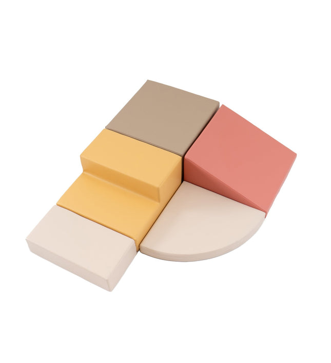 Soft Play 5 Foam Block Set - Pastel Pink Corner Climber