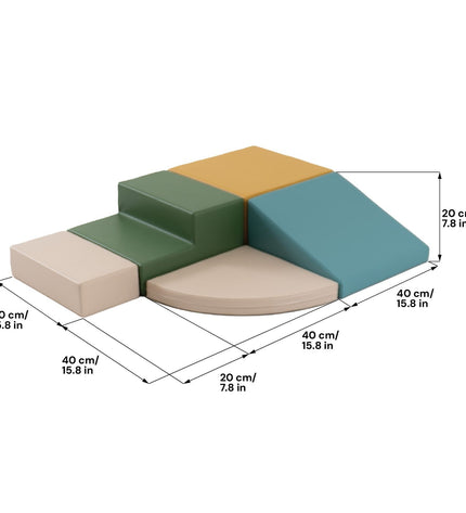 Soft Play 5 Foam Block Set - Pastel Turquoise Corner Climber
