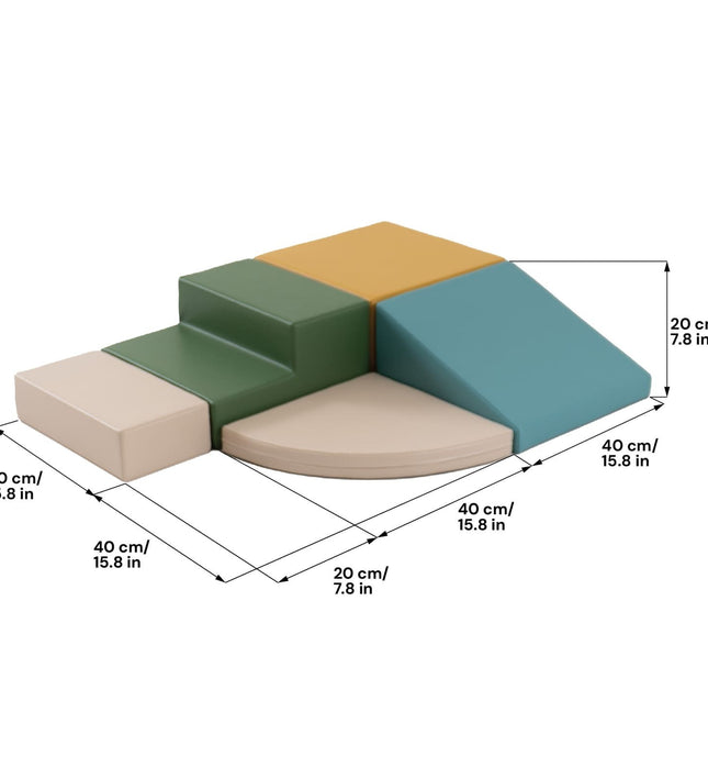 Soft Play 5 Foam Block Set - Pastel Turquoise Corner Climber