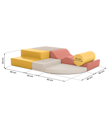 Soft Play 6 Foam Block Set - Pastel Pink Explorer