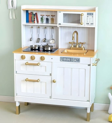 Large Wooden Play Kitchen with Sounds and LED