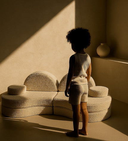 MeowBaby® Modular Sofa Coccolo for Kids – 6 Piece, Bearly Off-White