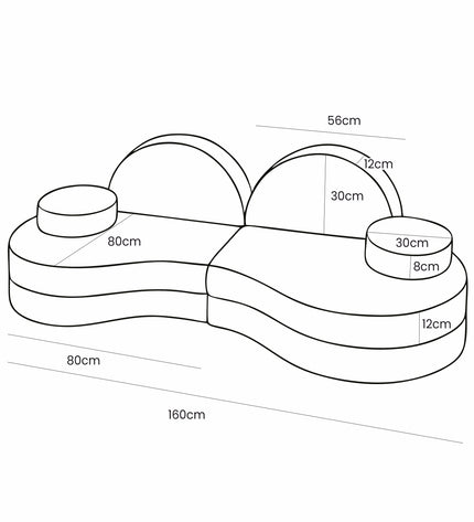 MeowBaby® Modular Sofa Coccolo for Kids – 6 Piece, Bearly Light Gray