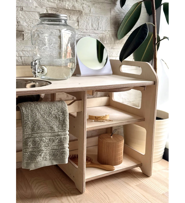 Montessori Wooden Washbasin With Storage for Kids - Large