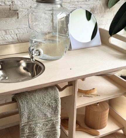 Montessori Wooden Washbasin With Storage for Kids - Large