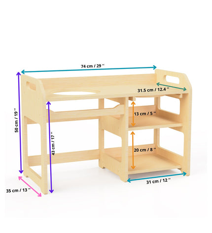 Montessori Wooden Washbasin With Storage for Kids - Large