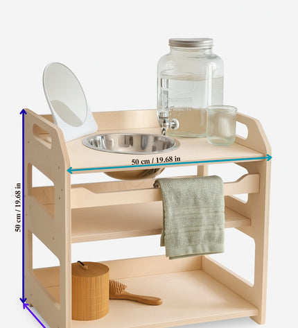 Montessori Wooden Washbasin With Storage for Kids - Small