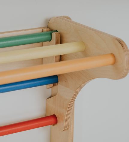 Pikler Triangle Climber with Swedish Wall Add-On (Ages 6m–7y) - Rainbow