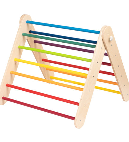 Pikler Triangle Climber with Swedish Wall Add-On (Ages 6m–7y) - Rainbow
