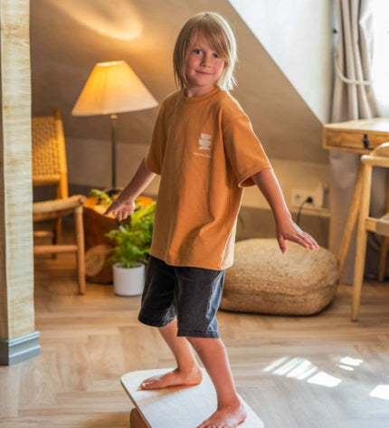 Rectangular Balance Board With Exercise Roll - Centered Logo