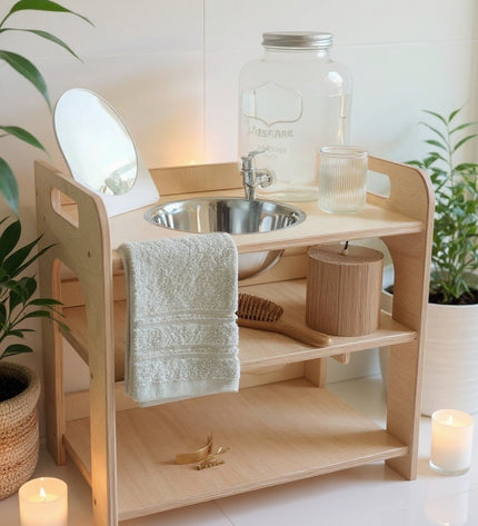 Small Single Montessori Wash Station with Lid