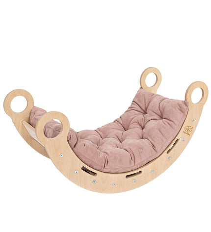Snug Rocker for Kids - Natural With Pink Pillow