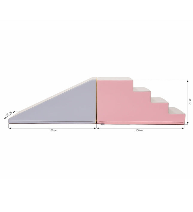 Soft Play Step and Slide Set - Pink & Beige Gray